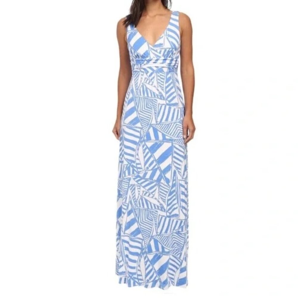 Lilly Pulitzer Sloane Maxi Dress Blue "Yatch Day" Print